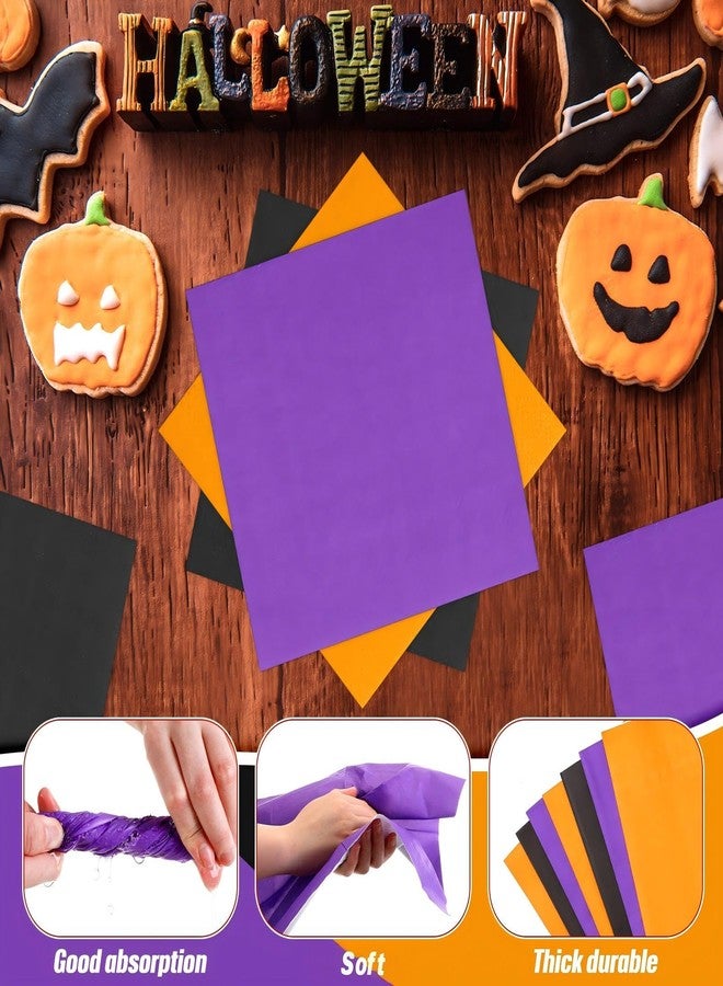 Weekgrat 120 Pcs Halloween Paper Napkins Orange Purple Black Napkins Halloween Disposable Napkins for Trick or Treat Party Supplies Hand Towels Dinner Napkins Decorations (Halloween) - Image 4